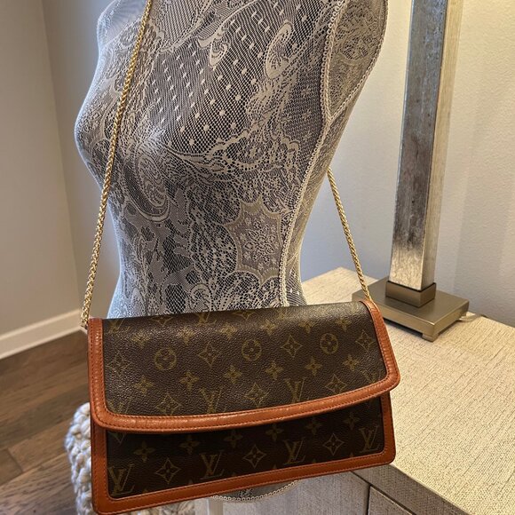 Authentic Louis Vuitton Monogram Pochette Dame GM Brown Canvas Clutch - Picture 4 of 13